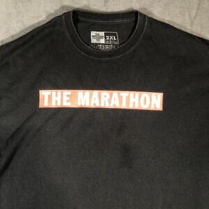 The Marathon Clothing Men Shirt Black Red Box Logo Spellout Size 2 XL